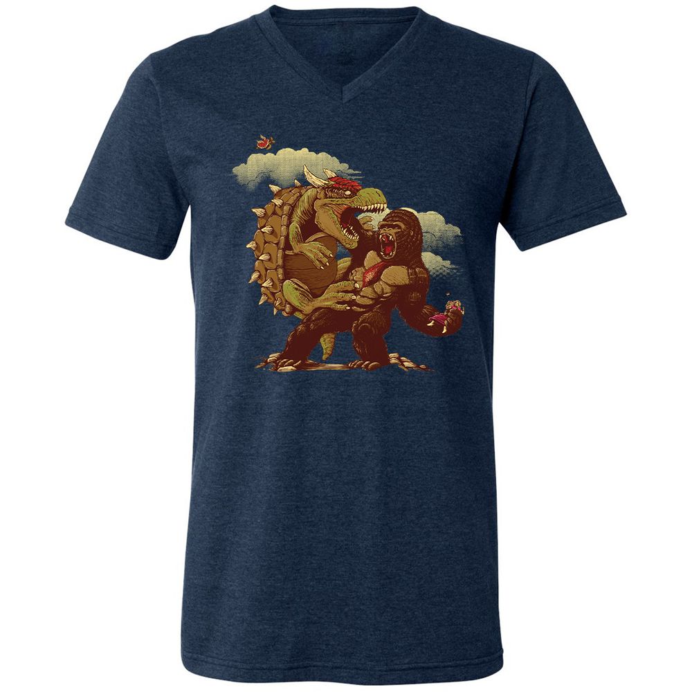 Unisex V-Neck T-Shirt - N5FBLYUQ - Heather Navy - 15