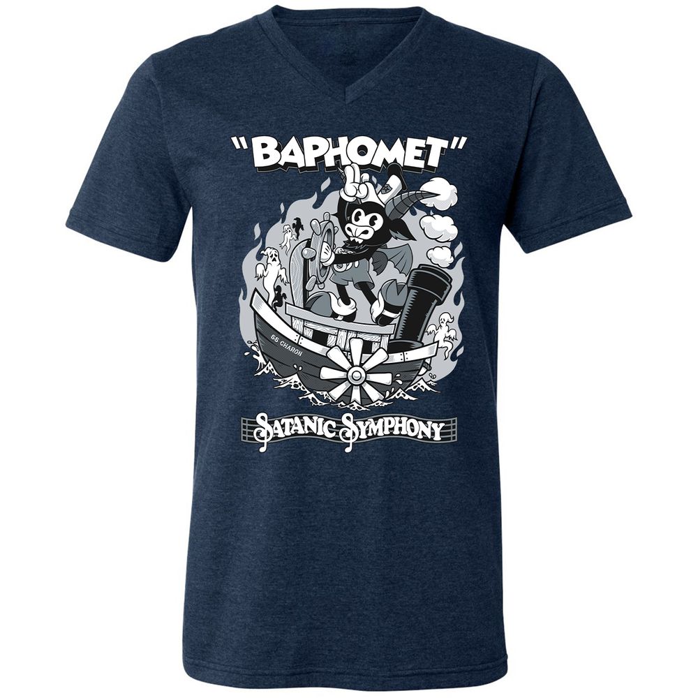 Unisex V-Neck T-Shirt - QA8MJJUX - Heather Navy - 15
