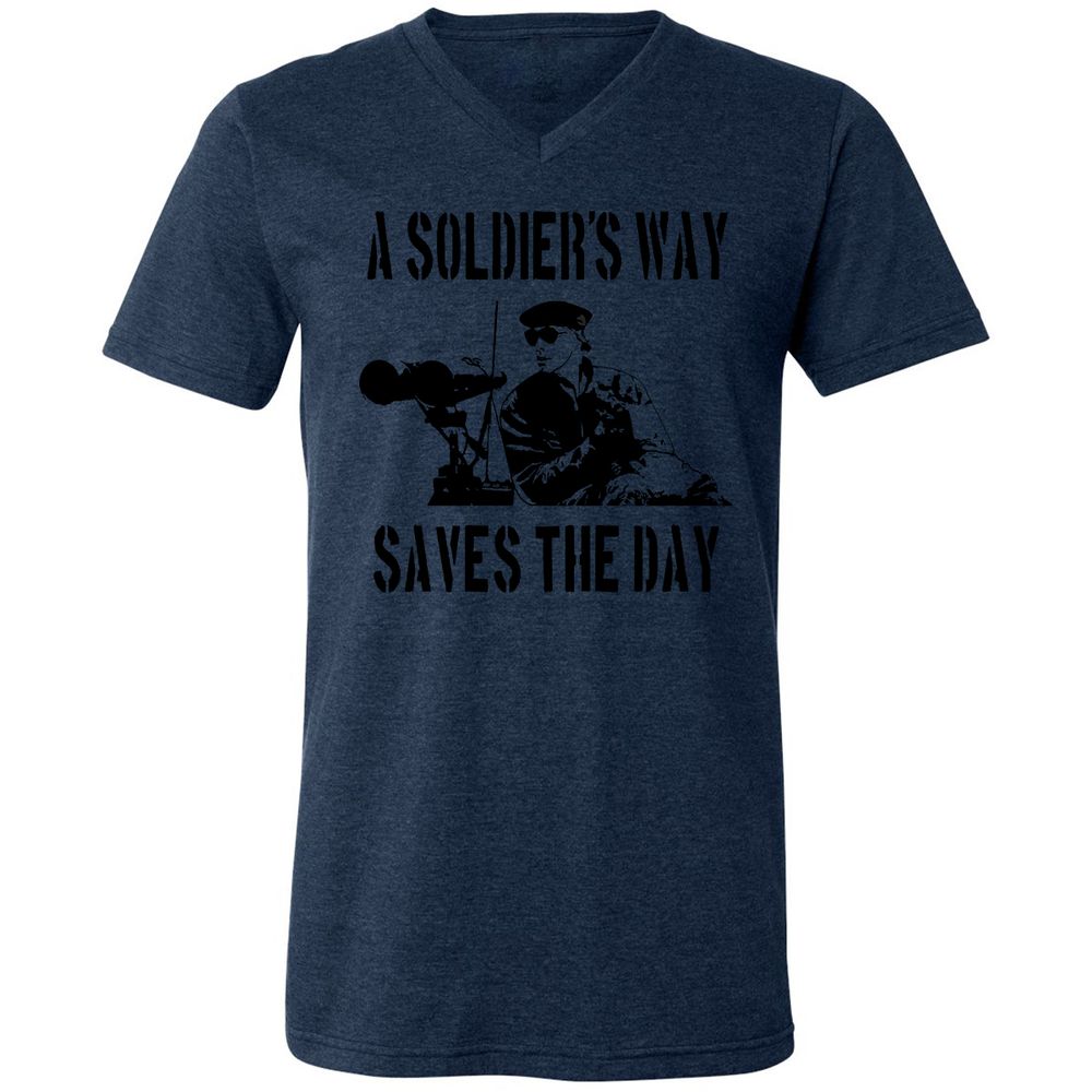 Unisex V-Neck T-Shirt - 7JSE4CU5 - Heather Navy - 15