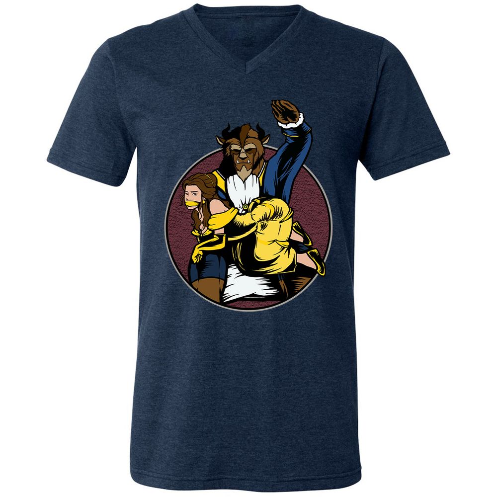 Unisex V-Neck T-Shirt - 41B8CMJA - Heather Navy - 15