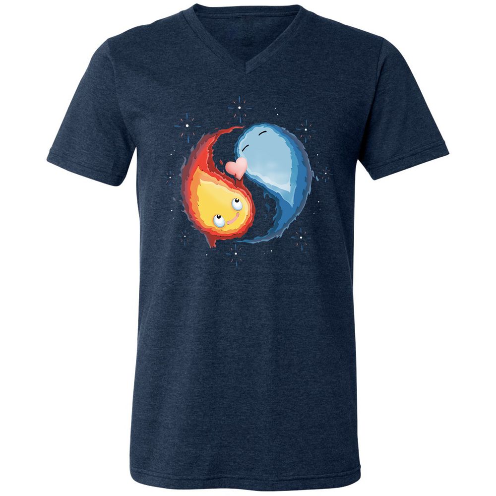 Unisex V-Neck T-Shirt - 4W92J8UJ - Heather Navy - 15