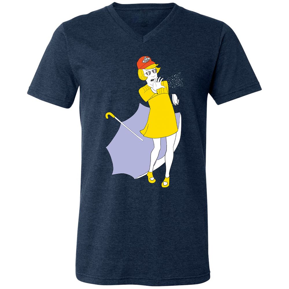 Unisex V-Neck T-Shirt - 5D4HQNTJ - Heather Navy - 15