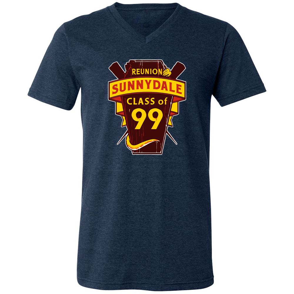 Unisex V-Neck T-Shirt - CFZ3Y9B4 - Heather Navy - 15