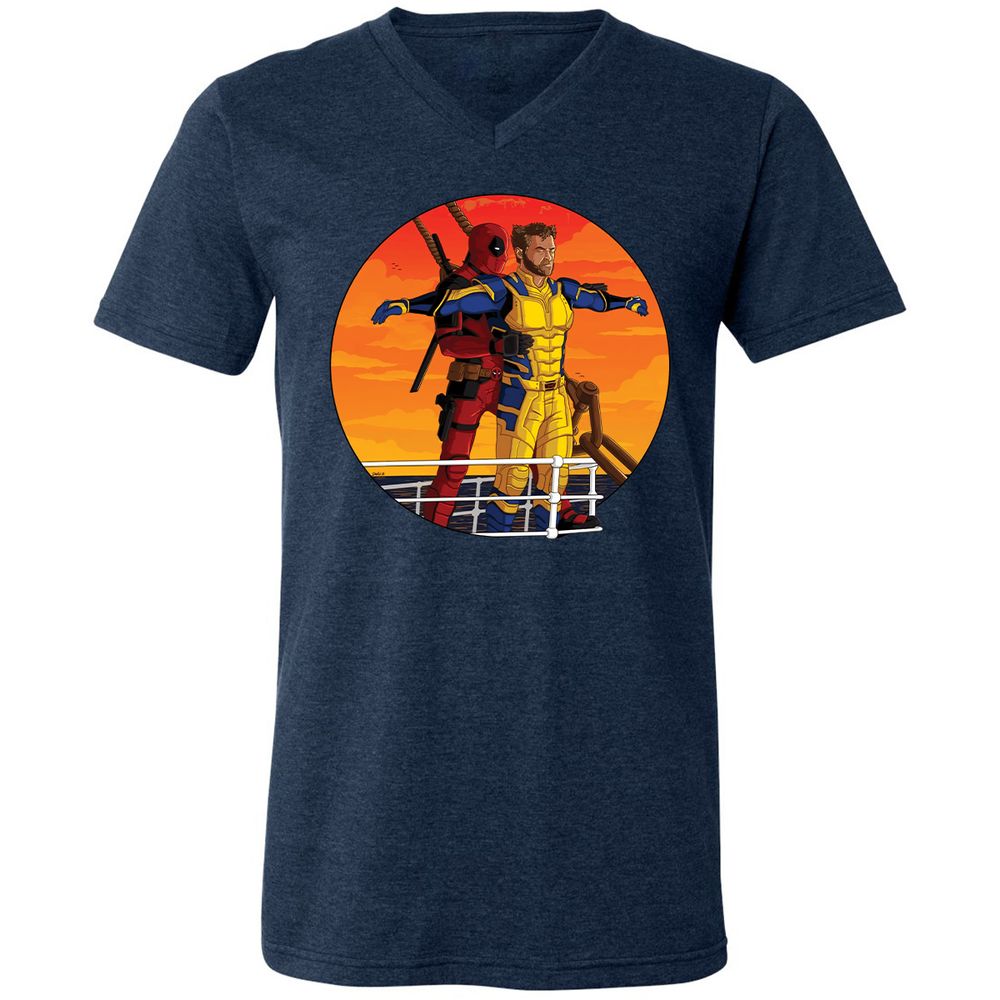 Unisex V-Neck T-Shirt - 1J8ZB4R5 - Heather Navy - 15