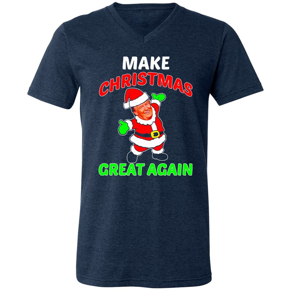 Unisex V-Neck T-Shirt - BJ3ZJHX2 - Heather Navy - 15