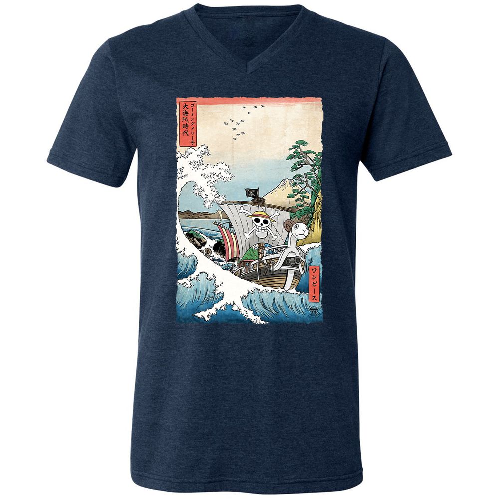 Unisex V-Neck T-Shirt - Q9USZXED - Heather Navy - 15