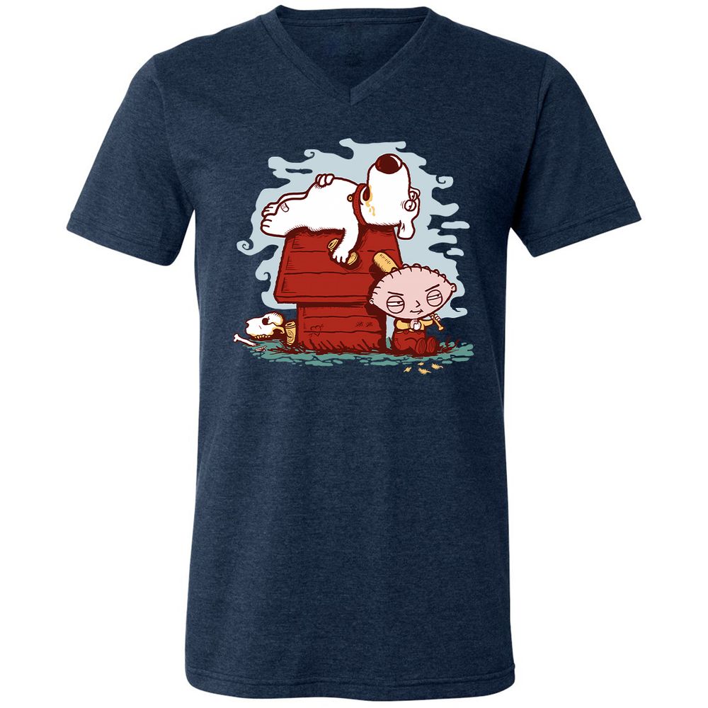 Unisex V-Neck T-Shirt - DE8JU9S1 - Heather Navy - 15