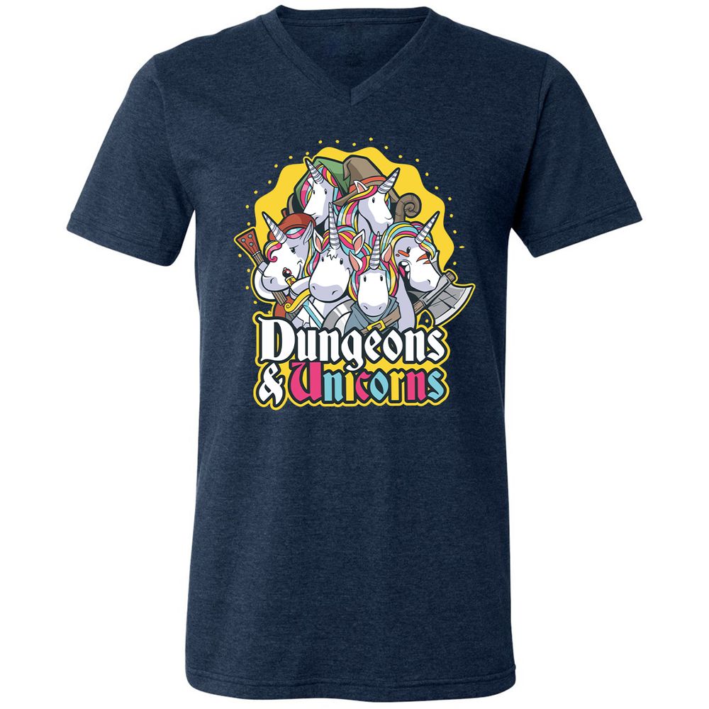 Unisex V-Neck T-Shirt - 3MB6DTY4 - Heather Navy - 15