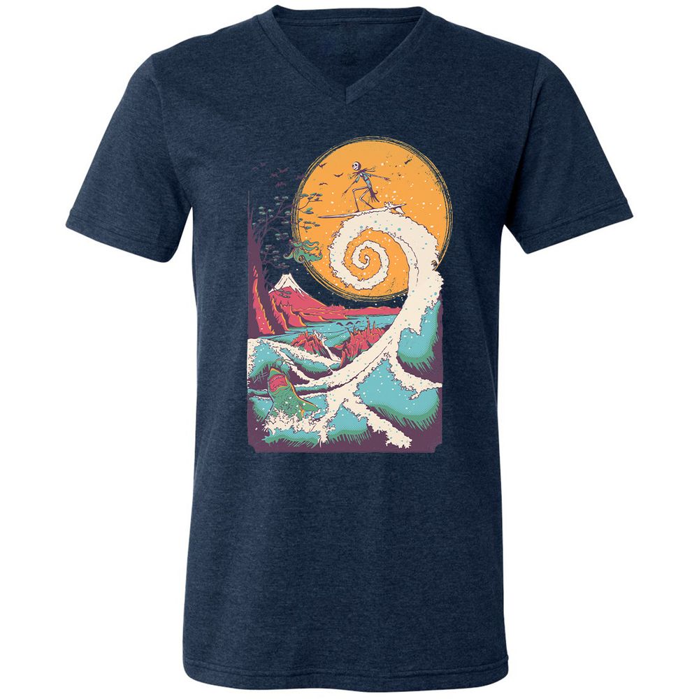 Unisex V-Neck T-Shirt - 5FHYNHPJ - Heather Navy - 15