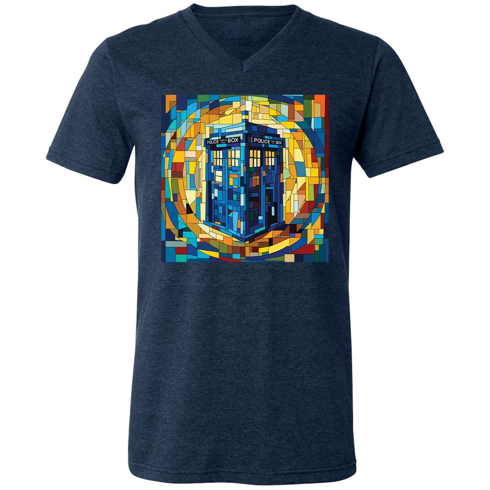 Unisex V-Neck T-Shirt - QHLQKJXY - Heather Navy - 15