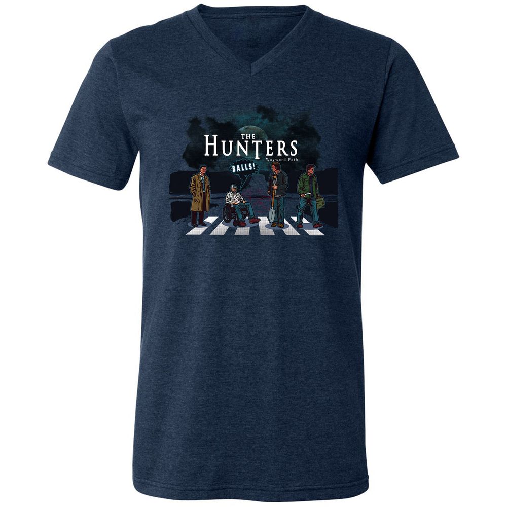 Unisex V-Neck T-Shirt - YZP69E7J - Heather Navy - 15