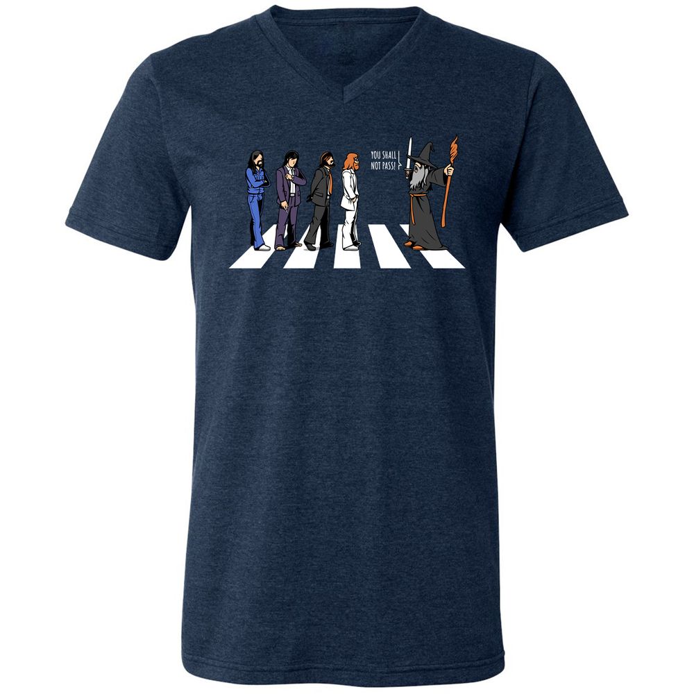 Unisex V-Neck T-Shirt - EELY7DAH - Heather Navy - 15