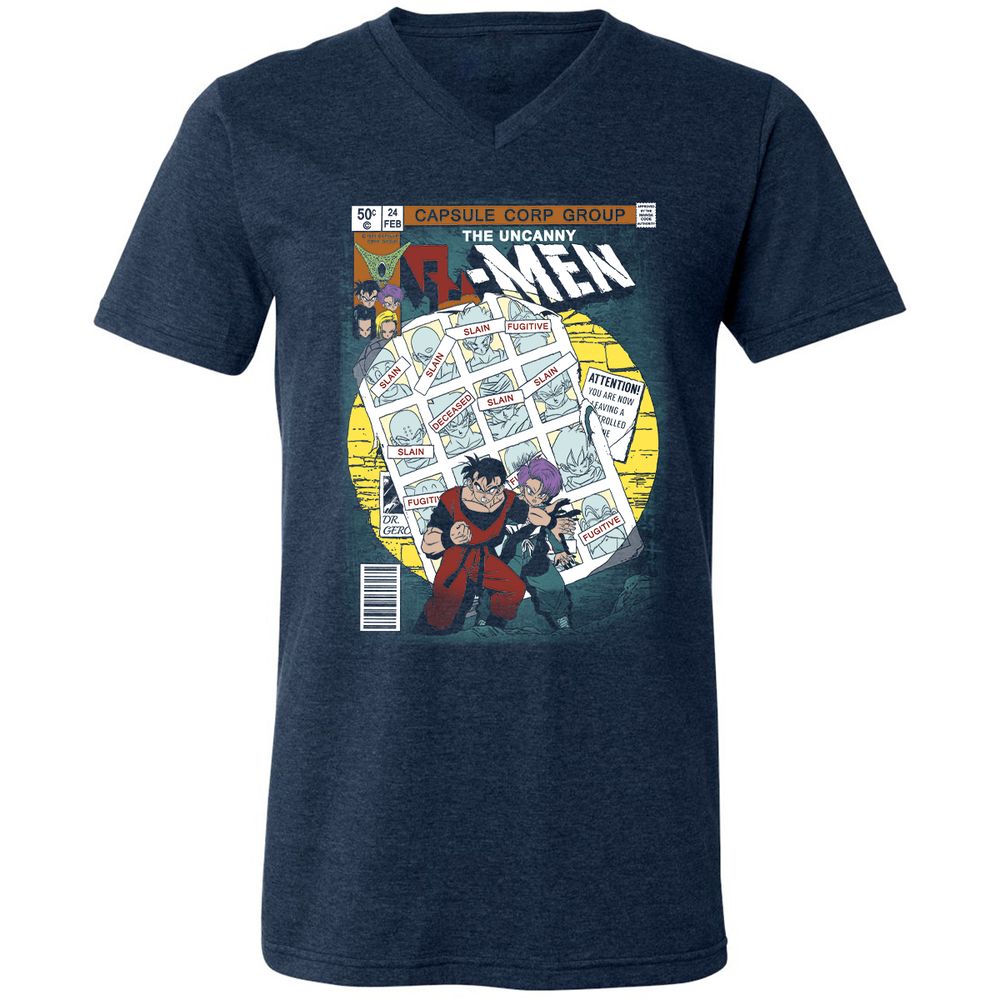 Unisex V-Neck T-Shirt - 7YNADEEL - Heather Navy - 15