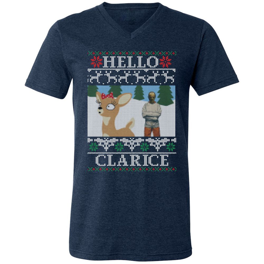 Unisex V-Neck T-Shirt - CLJSDPDF - Heather Navy - 15