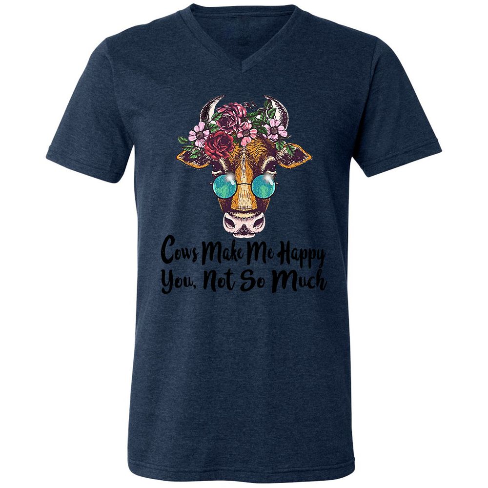 Unisex V-Neck T-Shirt - EK5NPE4F - Heather Navy - 15