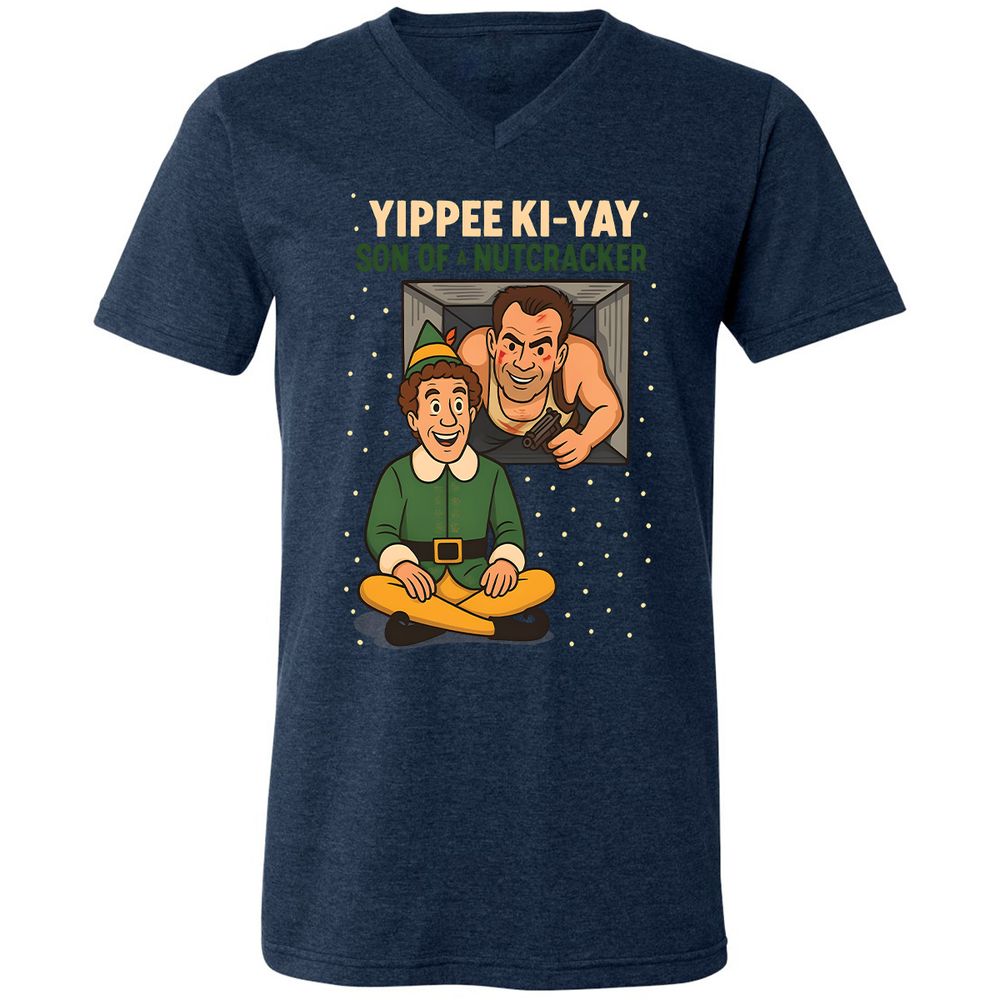 Unisex V-Neck T-Shirt - XKWK27BP - Heather Navy - 15