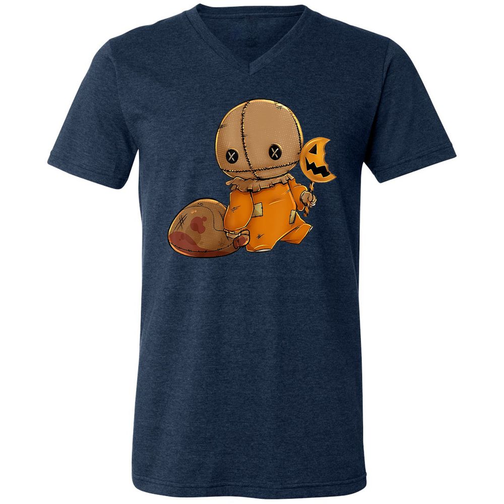 Unisex V-Neck T-Shirt - 91F9BNJZ - Heather Navy - 15