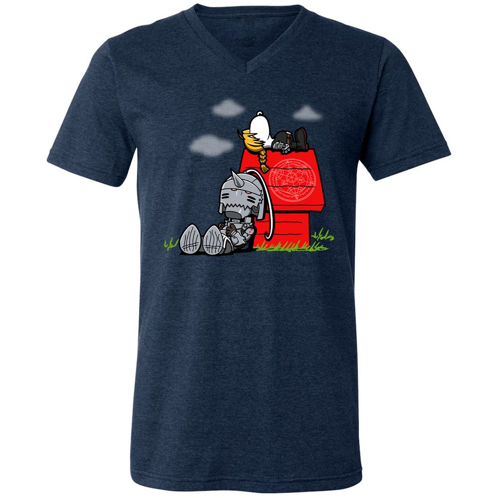 Unisex V-Neck T-Shirt - N9ANYMF8 - Heather Navy - 15