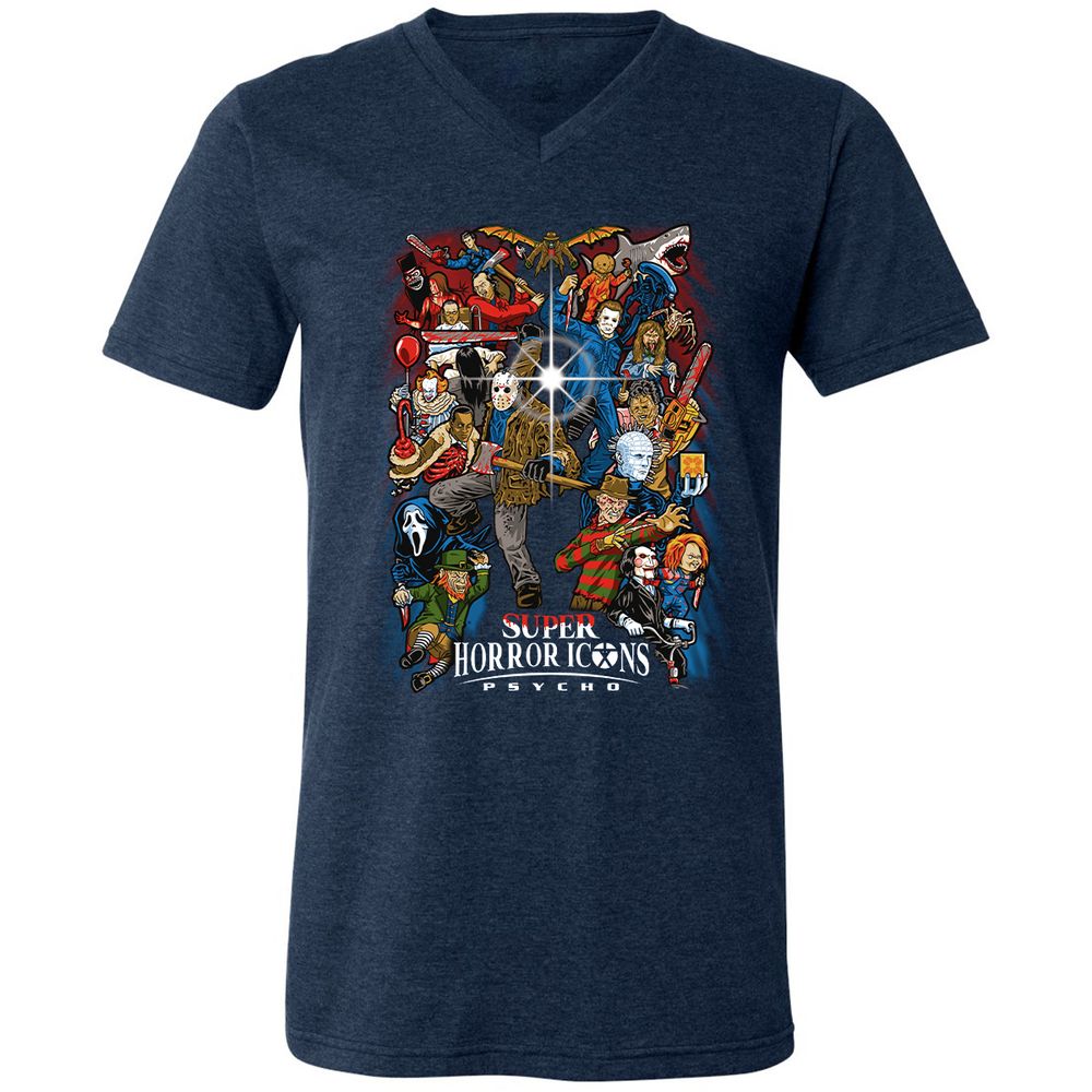 Unisex V-Neck T-Shirt - RK6G6V68 - Heather Navy - 15