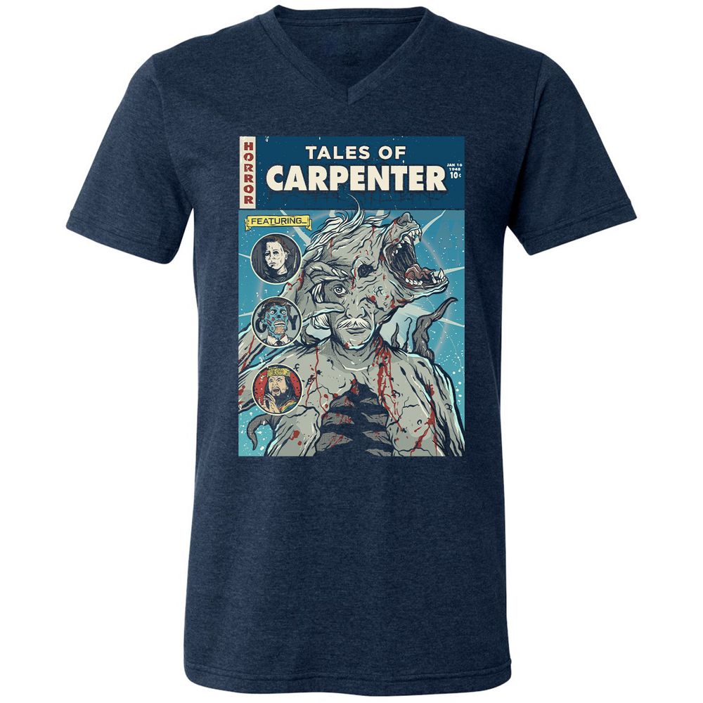 Unisex V-Neck T-Shirt - QNHU2TYU - Heather Navy - 15