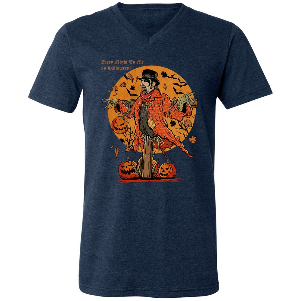 Unisex V-Neck T-Shirt - UZZTZLWU - Heather Navy - 15
