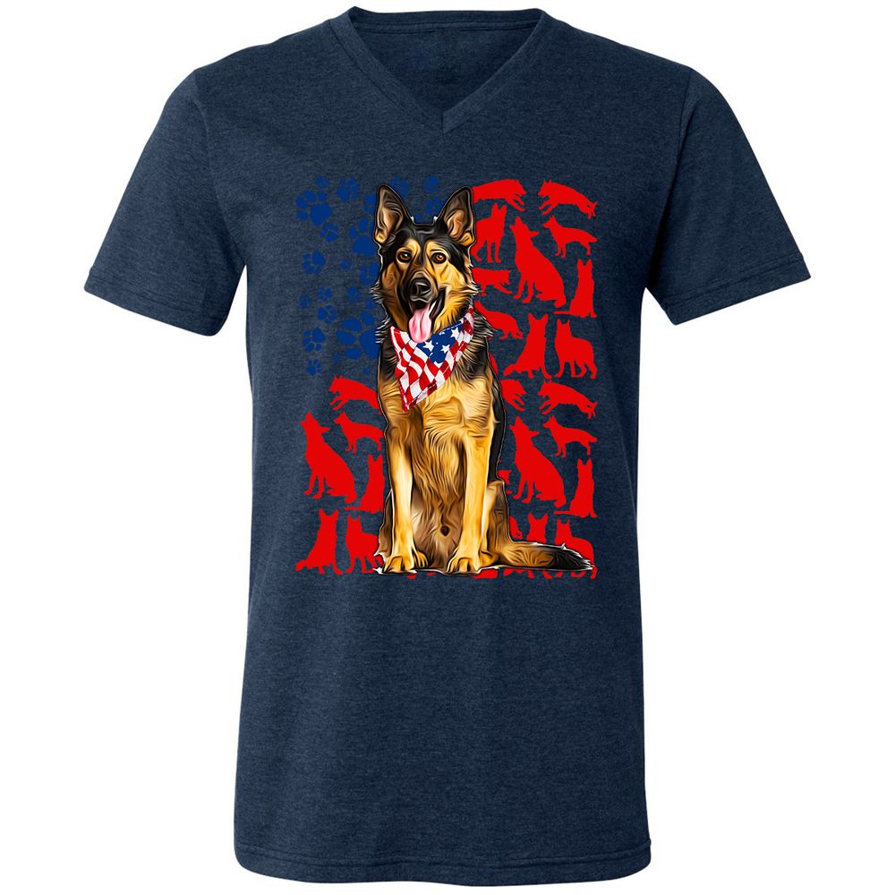 Unisex V-Neck T-Shirt - WANEWJS7 - Heather Navy - 15