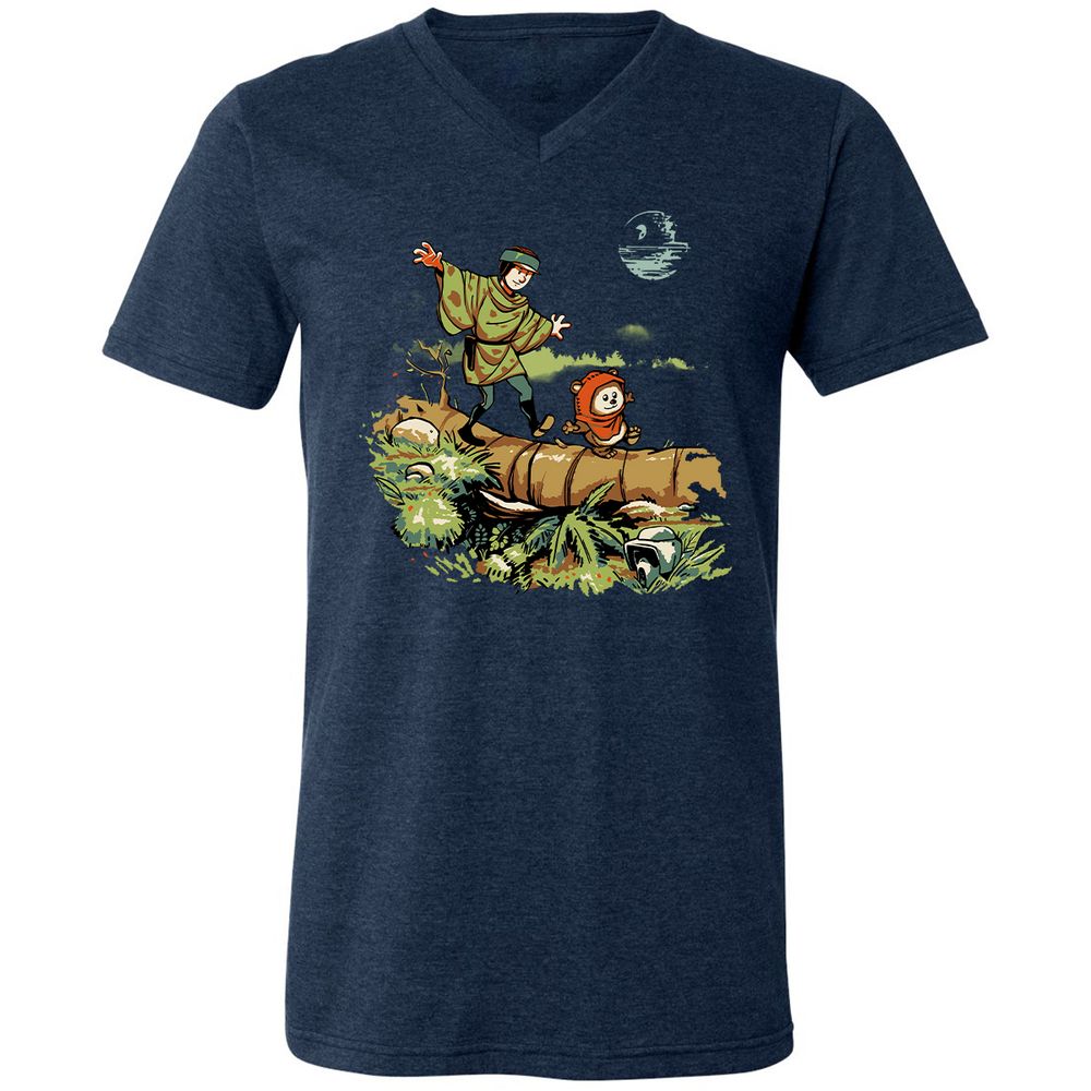 Unisex V-Neck T-Shirt - DEGALS3Z - Heather Navy - 15