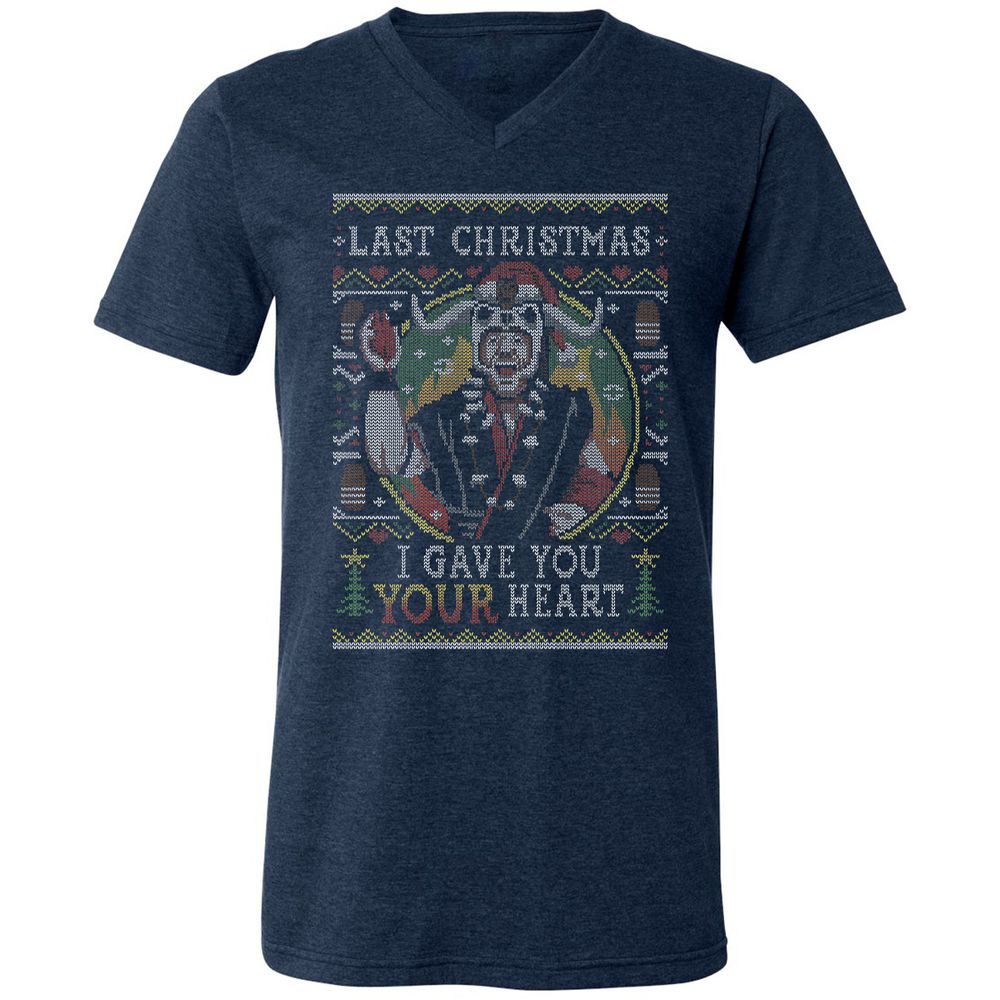 Unisex V-Neck T-Shirt - RPYBKFFG - Heather Navy - 15