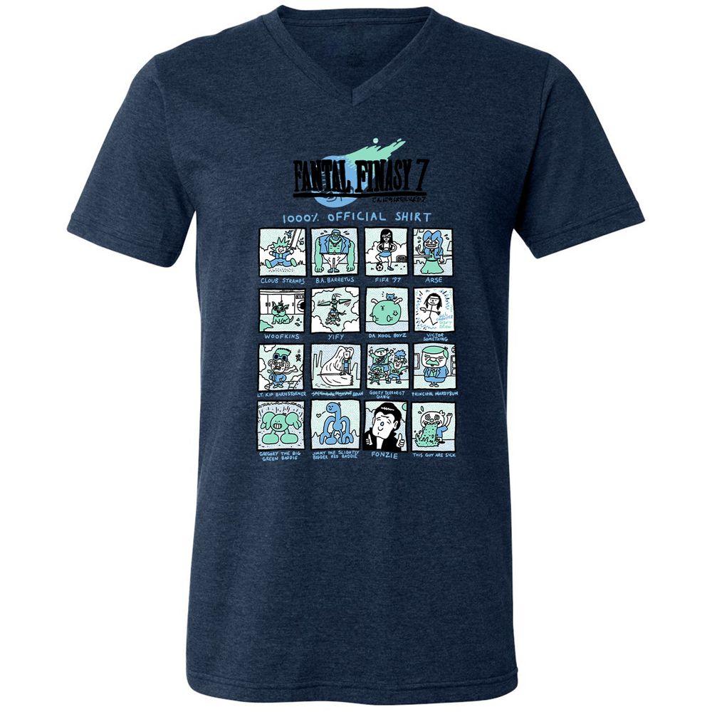 Unisex V-Neck T-Shirt - RRKAWG9L - Heather Navy - 15