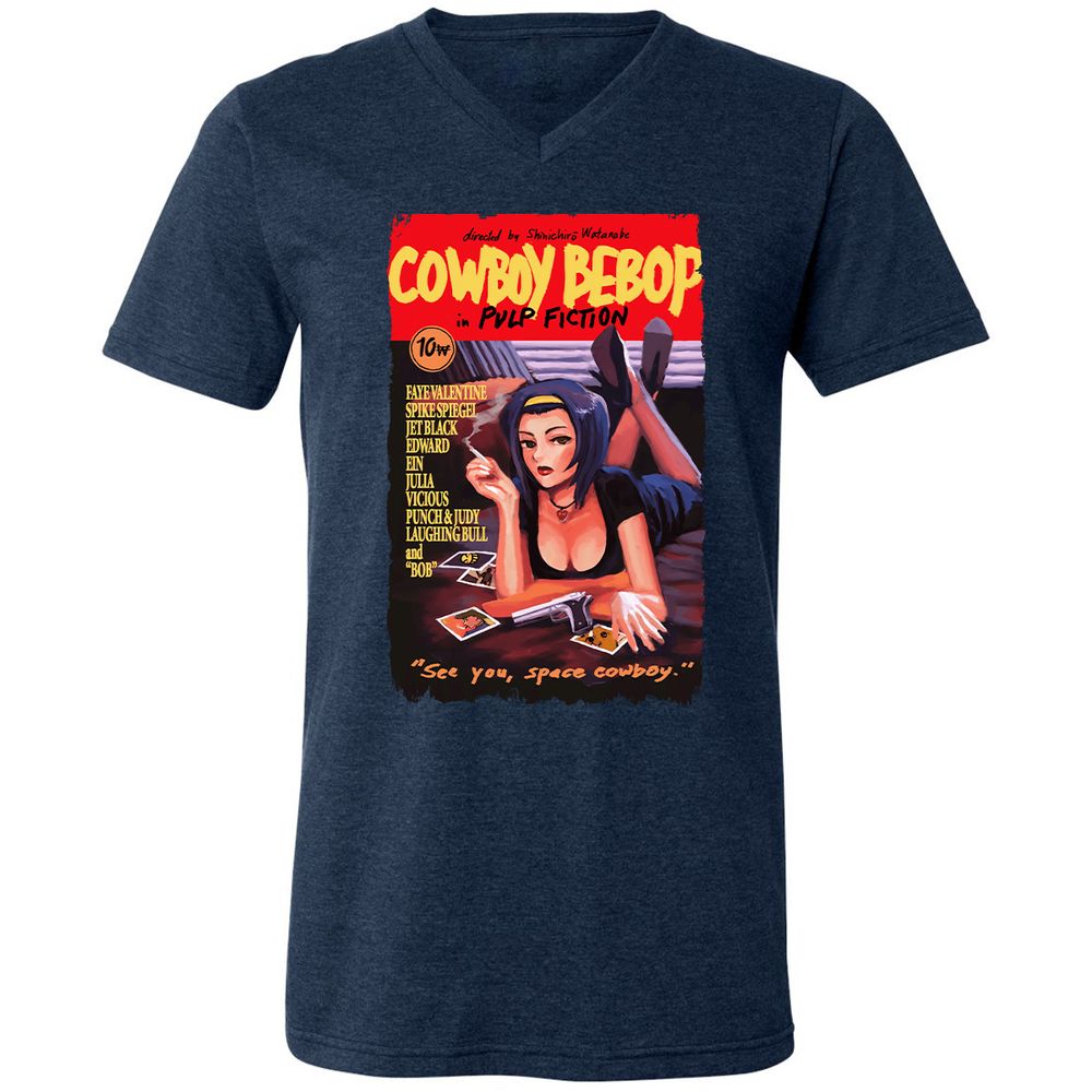 Unisex V-Neck T-Shirt - 9GMGYTK6 - Heather Navy - 15