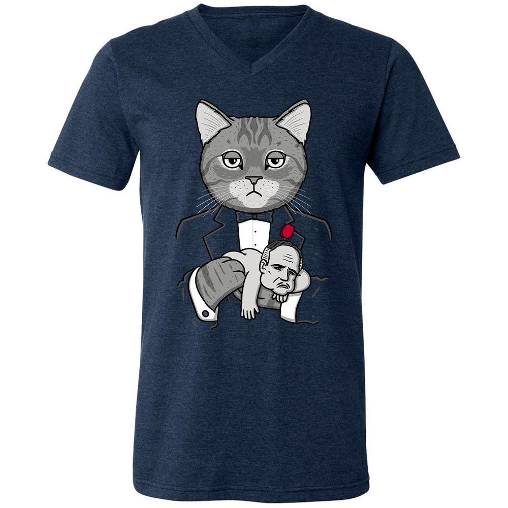 Unisex V-Neck T-Shirt - 6NVCMKW7 - Heather Navy - 15