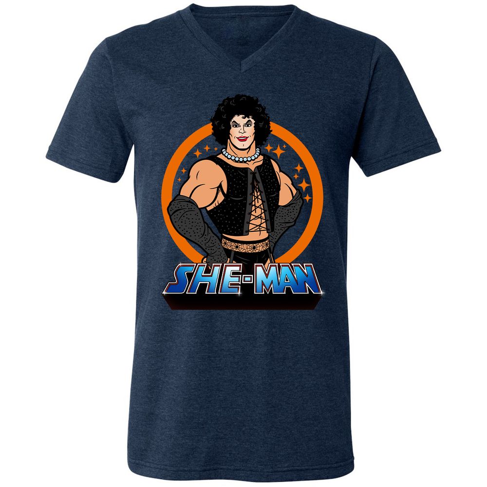 Unisex V-Neck T-Shirt - NRWP44AS - Heather Navy - 15