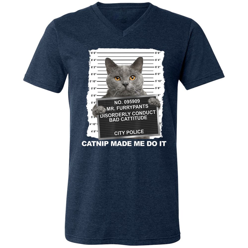 Unisex V-Neck T-Shirt - XZKU45LK - Heather Navy - 15