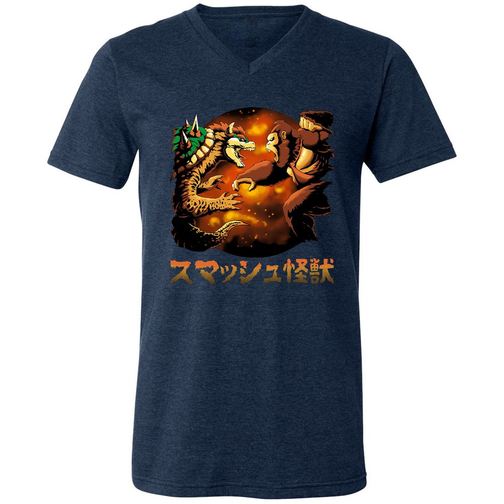 Unisex V-Neck T-Shirt - MBAPDAXG - Heather Navy - 15