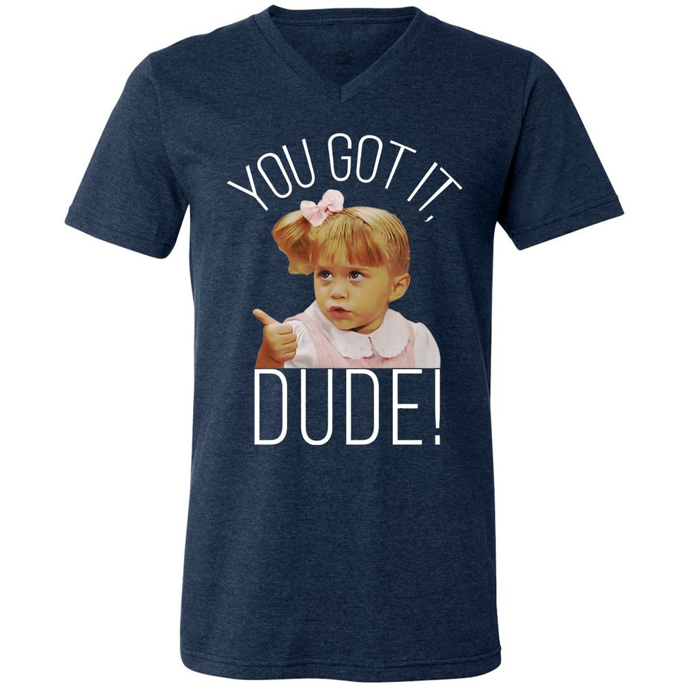 Unisex V-Neck T-Shirt - R96VH3GD - Heather Navy - 15