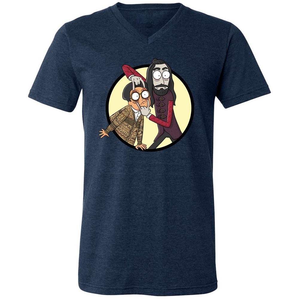 Unisex V-Neck T-Shirt - DMQHTTAG - Heather Navy - 15