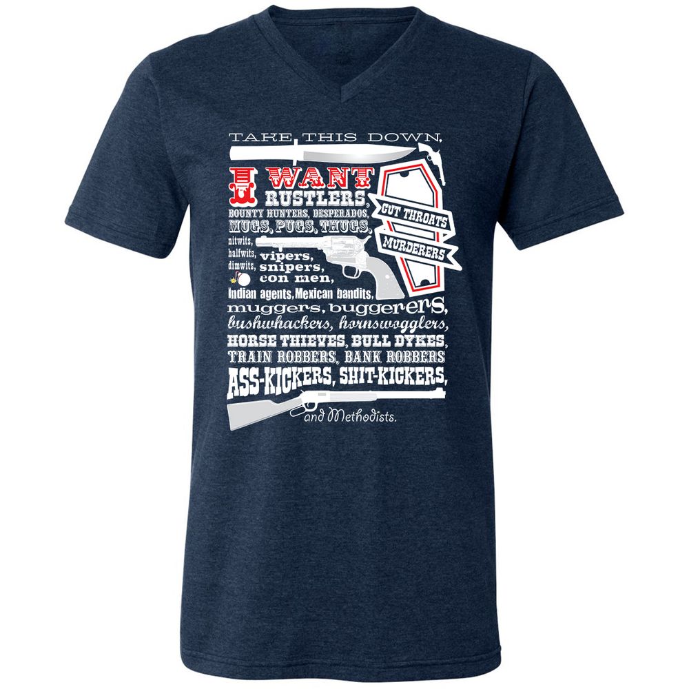 Unisex V-Neck T-Shirt - Y86TS87P - Heather Navy - 15