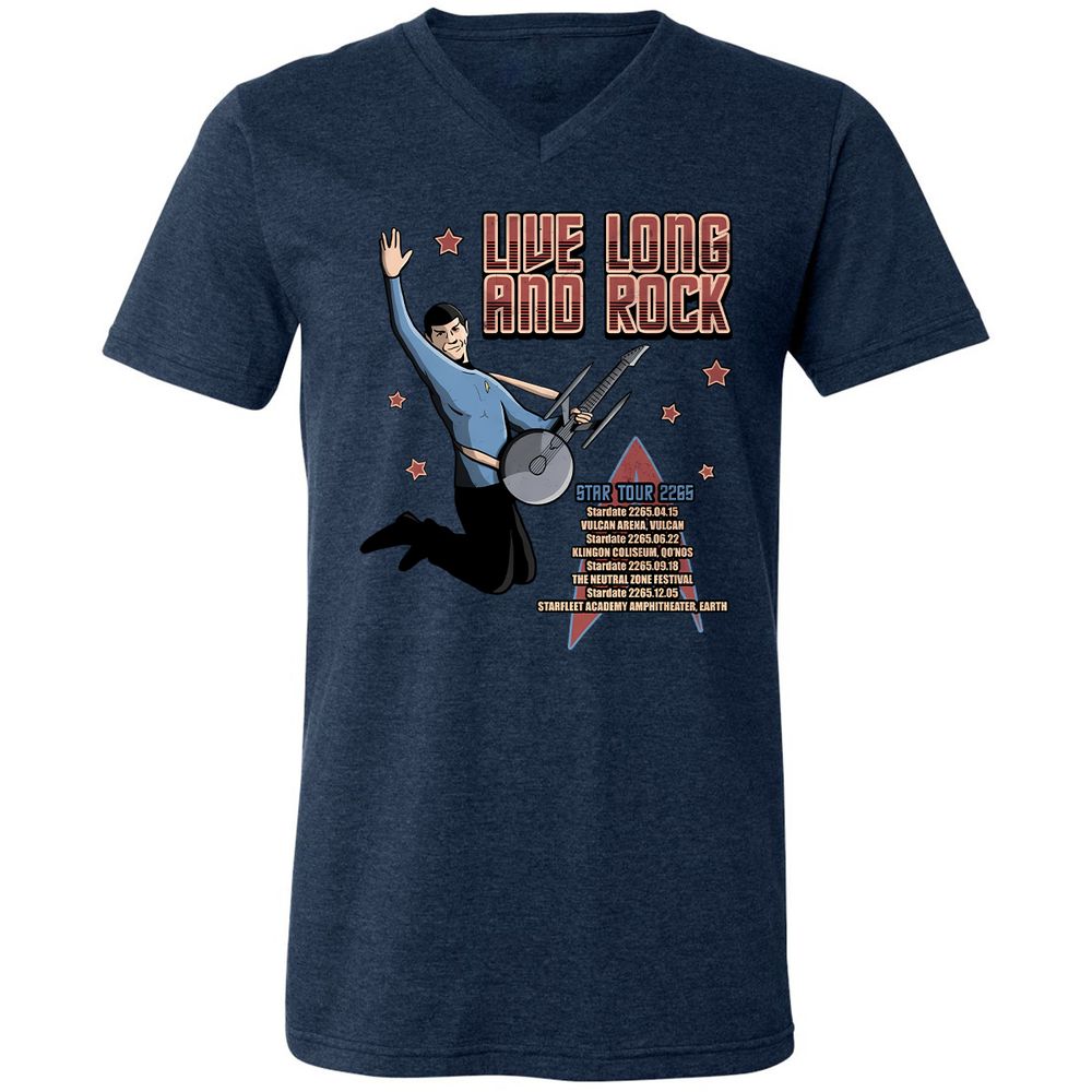 Unisex V-Neck T-Shirt - 5WE671U4 - Heather Navy - 15