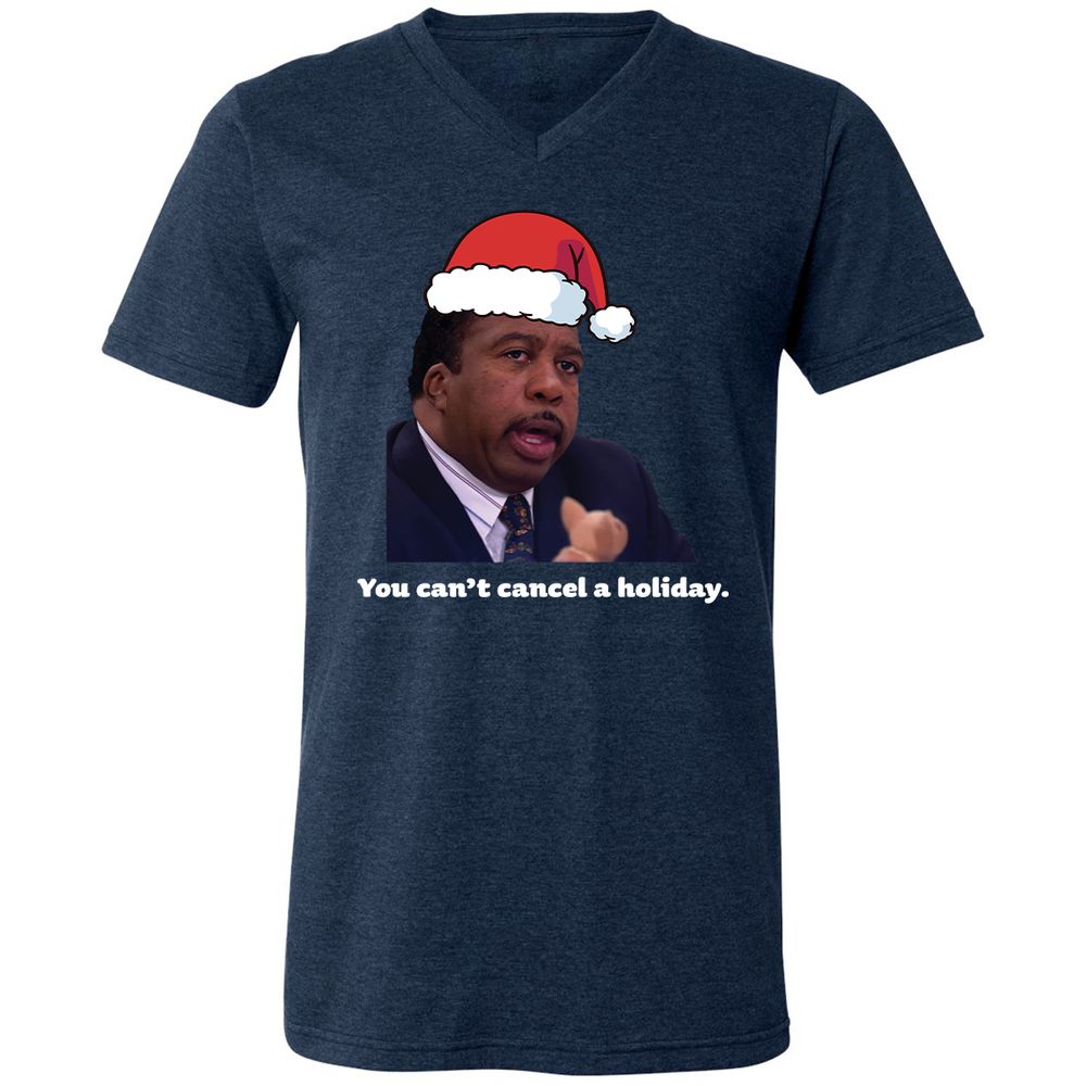 Unisex V-Neck T-Shirt - XZK6U3S8 - Heather Navy - 15