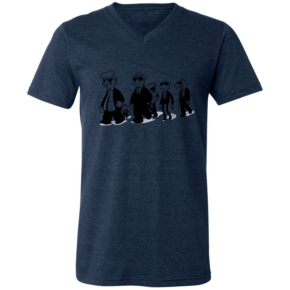 Unisex V-Neck T-Shirt - 8Q43LB3F - Heather Navy - 15