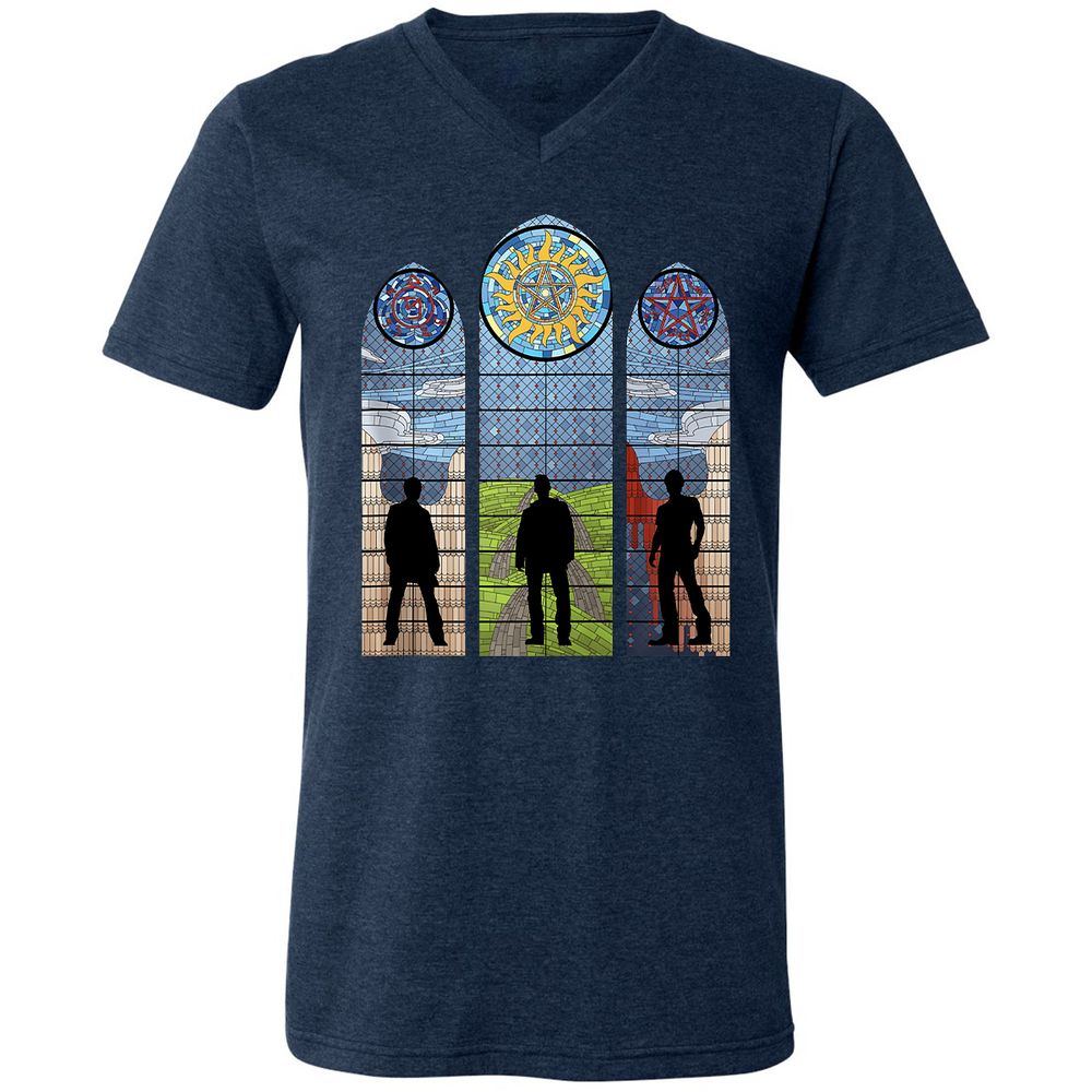 Unisex V-Neck T-Shirt - QE95G5RU - Heather Navy - 15