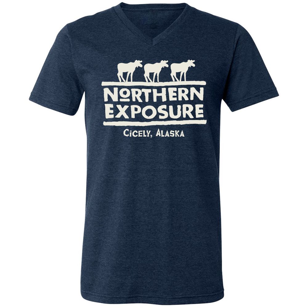 Unisex V-Neck T-Shirt - 9LMJQAS6 - Heather Navy - 15