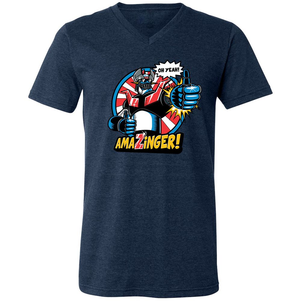 Unisex V-Neck T-Shirt - FELA2ZEM - Heather Navy - 15