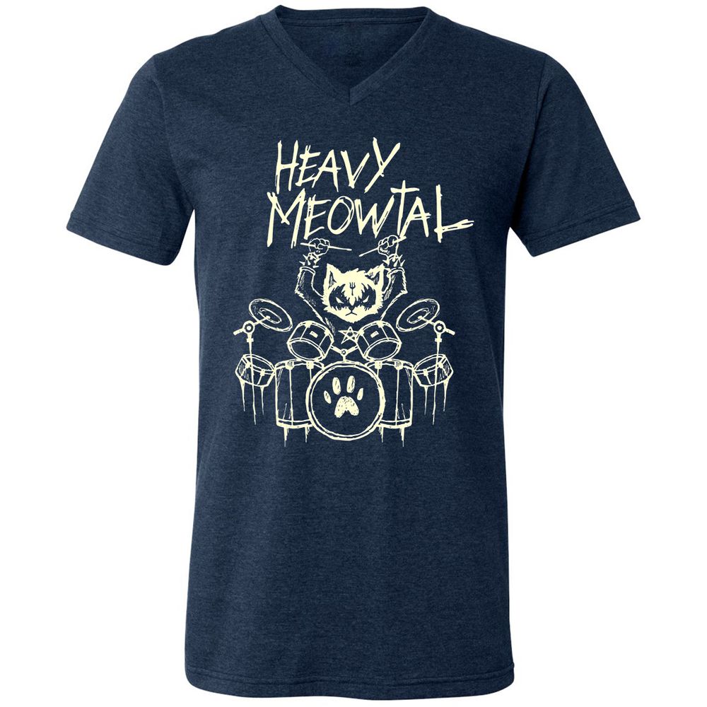 Unisex V-Neck T-Shirt - RU8Q6WCU - Heather Navy - 15