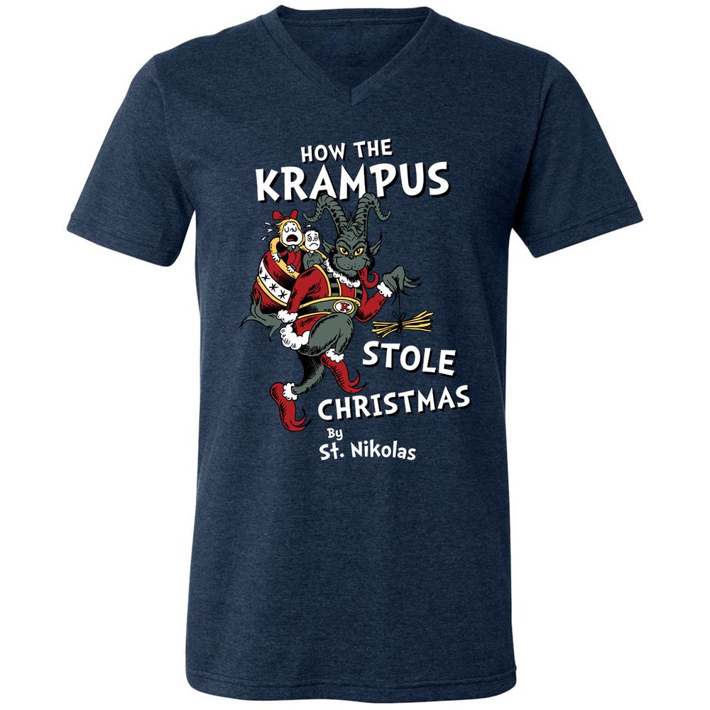 Unisex V-Neck T-Shirt - 7WBFTMYF - Heather Navy - 15
