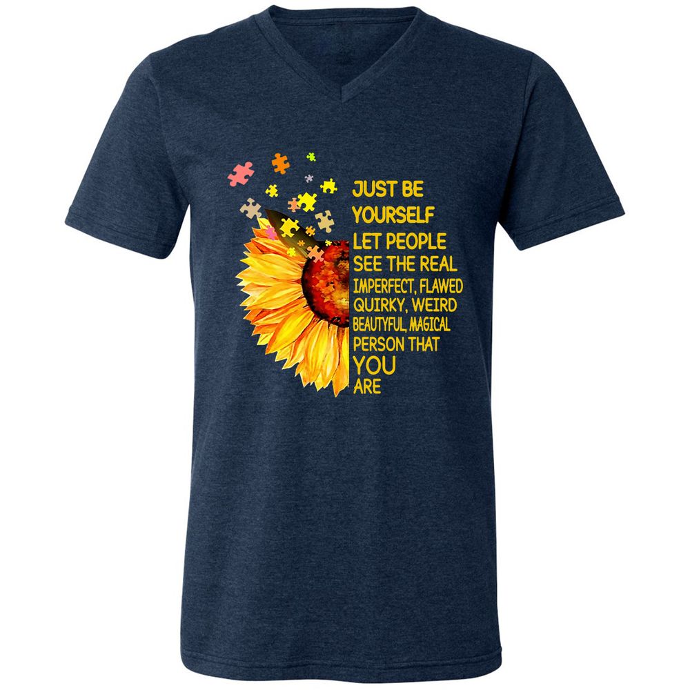 Unisex V-Neck T-Shirt - MM3Y337K - Heather Navy - 15