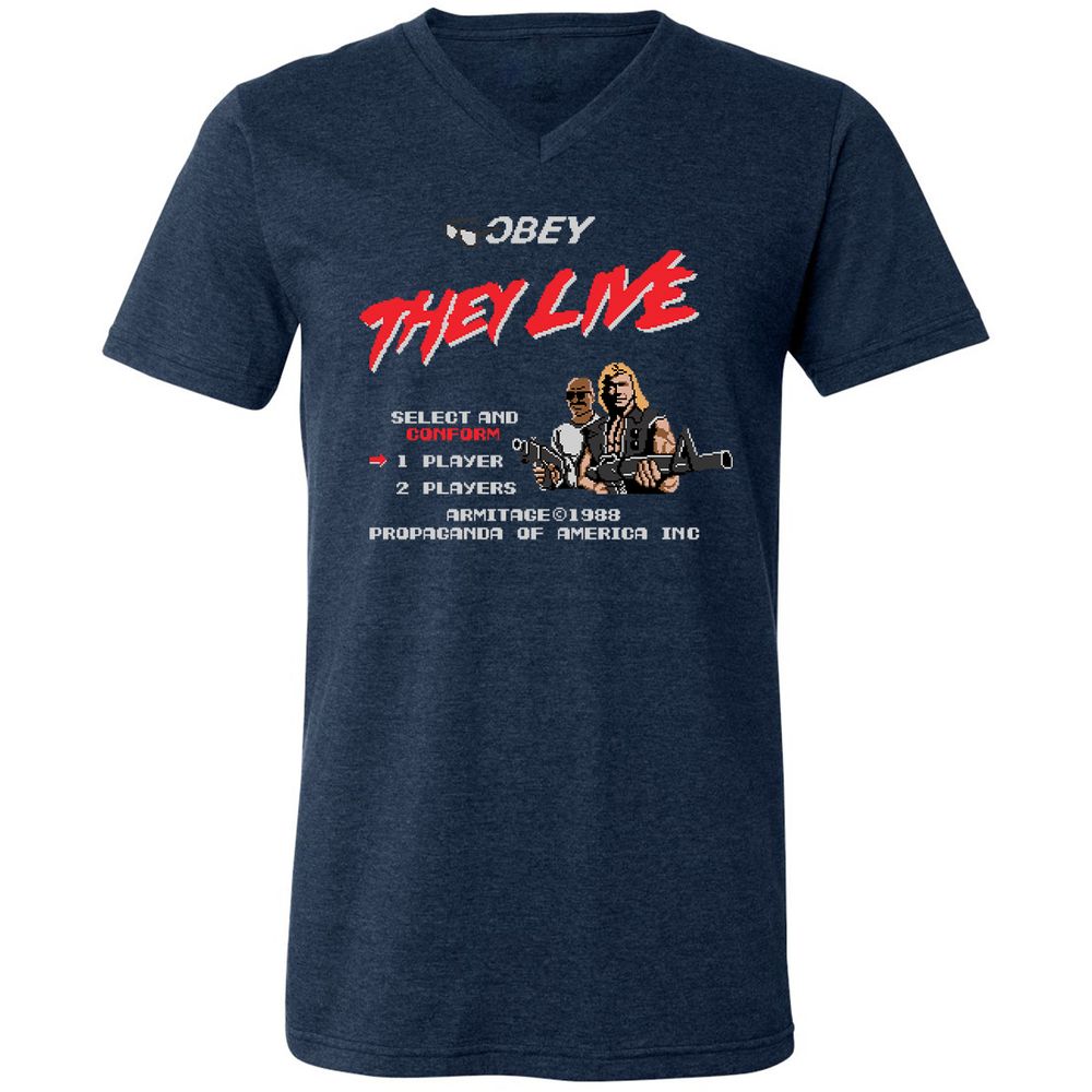 Unisex V-Neck T-Shirt - PZPZ2CQV - Heather Navy - 15