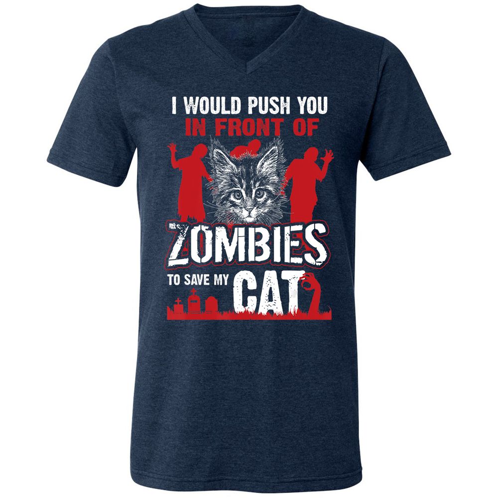 Unisex V-Neck T-Shirt - 77QDTDUV - Heather Navy - 15