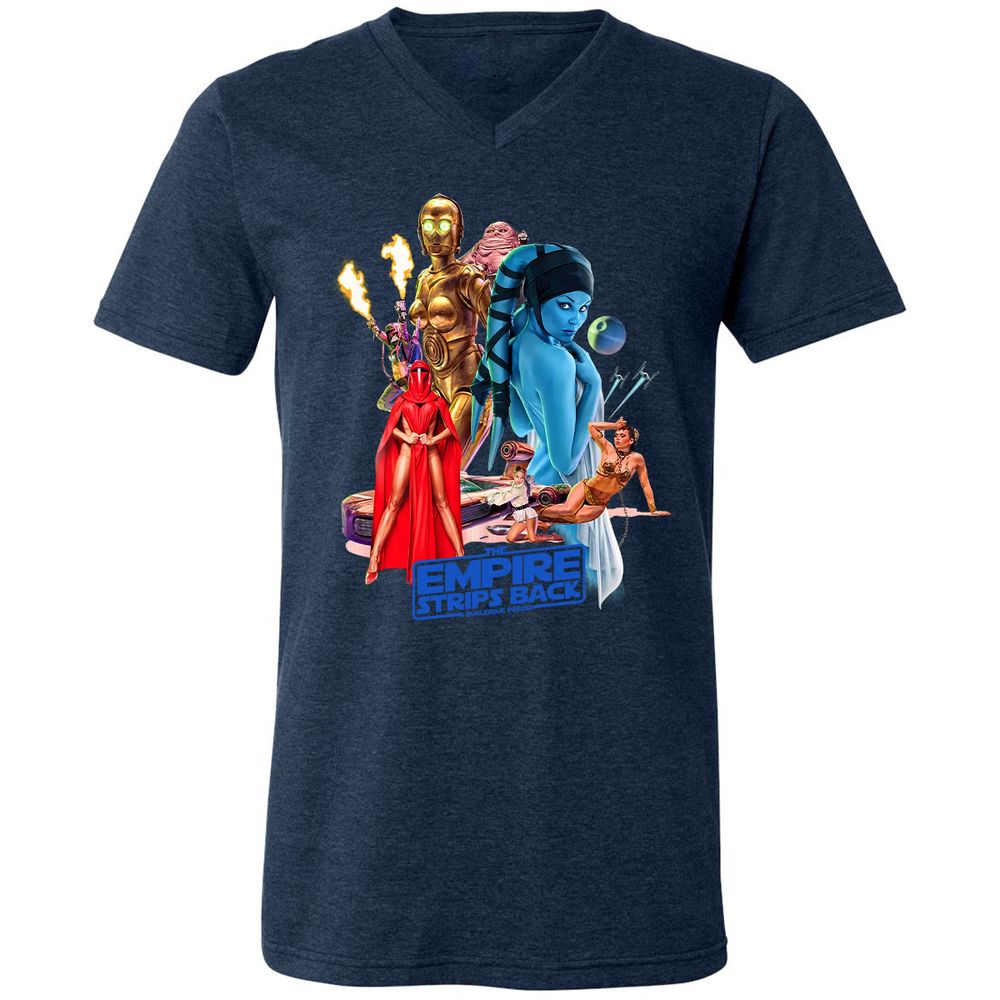 Unisex V-Neck T-Shirt - HRNSACBB - Heather Navy - 15