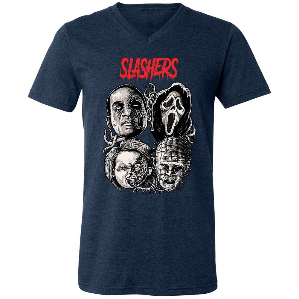 Unisex V-Neck T-Shirt - 89RMY1UV - Heather Navy - 15